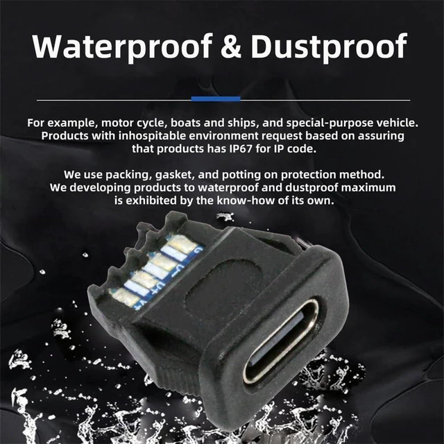 Alt view image 13 of 14 - xiwai 5pcs/Set DIY OEM Type C Female Socket Connector to 6Pin PCBA Pinout Rectangle Latch Mount Type PD Power DC 5V/20V IP67 for Wiring