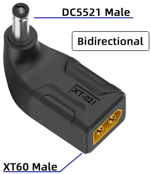 Alt view image 9 of 14 - xiwai XT60 Power Connector Male SC100 Protocol to DC 5.5x2.1mm Male Plug Fast Charging Angled Vertical Adapter for RC Lipo Battery Quadcopter Multicopter Aeromodelling