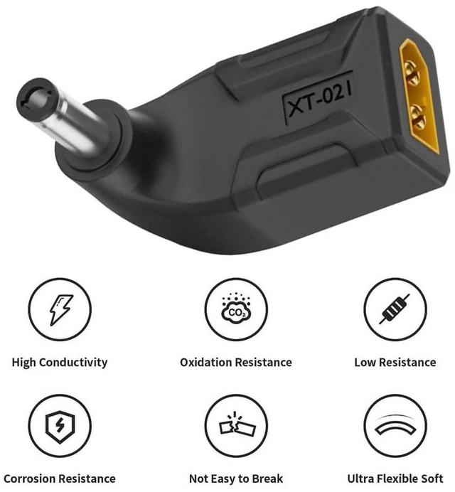 Alt view image 12 of 14 - xiwai XT60 Power Connector Male SC100 Protocol to DC 5.5x2.1mm Male Plug Fast Charging Angled Vertical Adapter for RC Lipo Battery Quadcopter Multicopter Aeromodelling