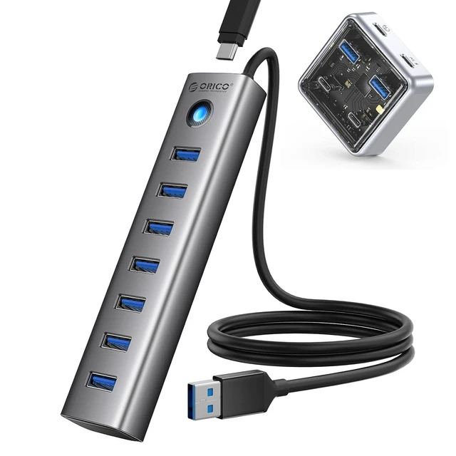 Alt view image 8 of 14 - Multiport Aluminum USB Hub with 3.28 Ft Cable, 7 Ports USB 3.0 Hub+ 4 Ports USB 3.2 Hub