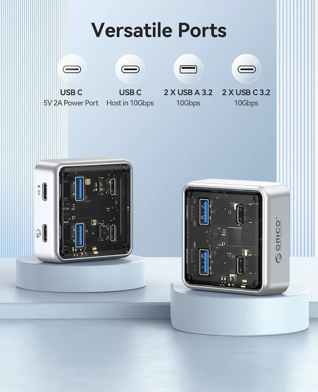 Alt view image 10 of 14 - Multiport Aluminum USB Hub with 3.28 Ft Cable, 7 Ports USB 3.0 Hub+ 4 Ports USB 3.2 Hub