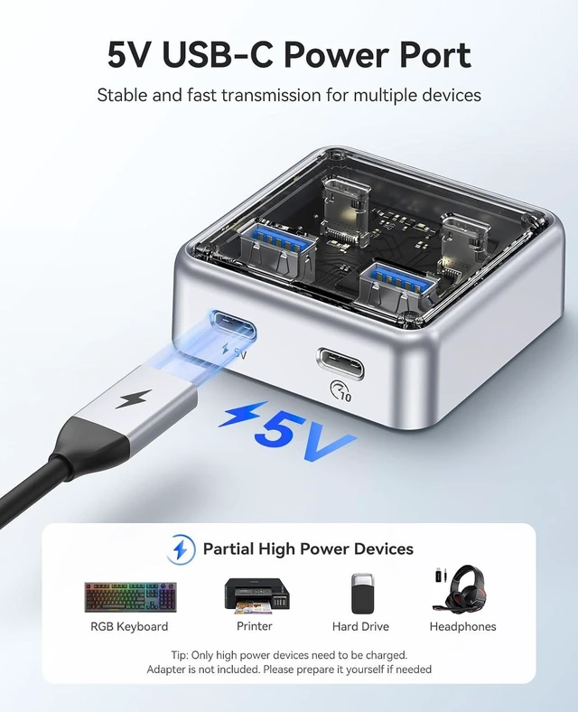 Alt view image 11 of 14 - Multiport Aluminum USB Hub with 3.28 Ft Cable, 7 Ports USB 3.0 Hub+ 4 Ports USB 3.2 Hub