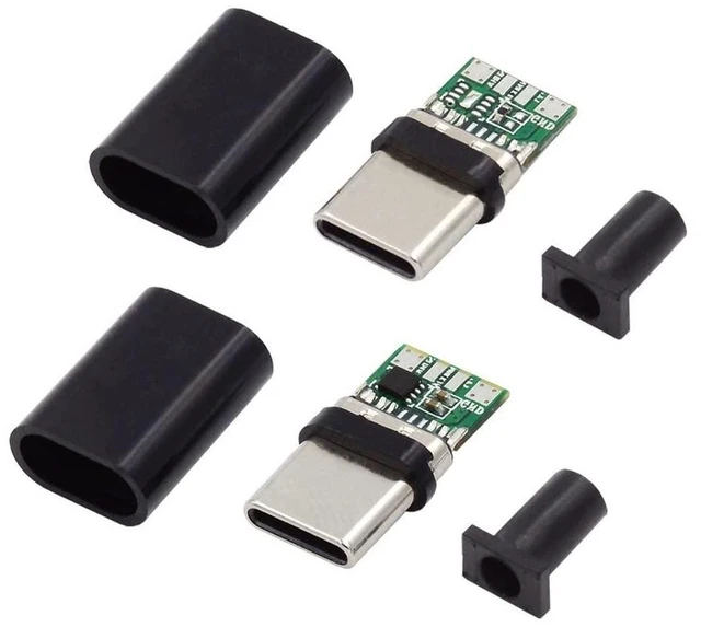 Alt view image 8 of 14 - xiwai 2sets/lot USB Type C Male to USB-C Male 100W DIY OEM 24pin Connector Plug PD USB2.0 Data with Housing Cover for Replacement