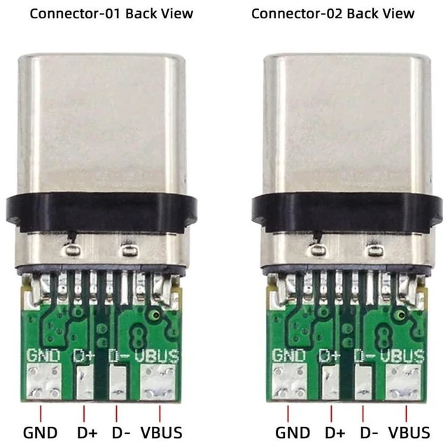 Alt view image 12 of 14 - xiwai 2sets/lot USB Type C Male to USB-C Male 100W DIY OEM 24pin Connector Plug PD USB2.0 Data with Housing Cover for Replacement