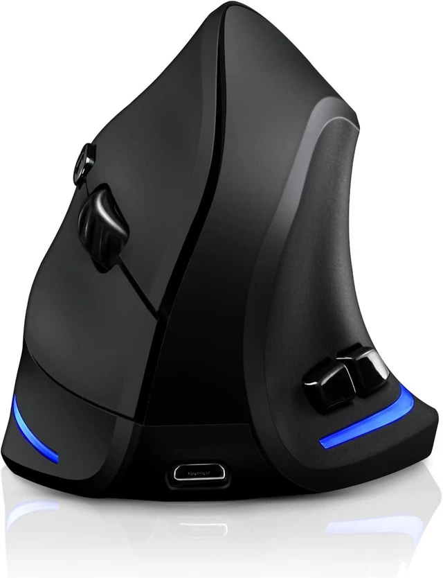 Alt view image 7 of 12 - TRELC Wireless Mouse Tri-Mode (BT 5.0/3.0+2.4GHz), Ergonomic Vertical Mouses with 3 Adjustable DPI, Rechargeable Optical Wireless Mice for 3 Devices, 7 Buttons for PC, Desktop, Laptop, Tablet (Black)
