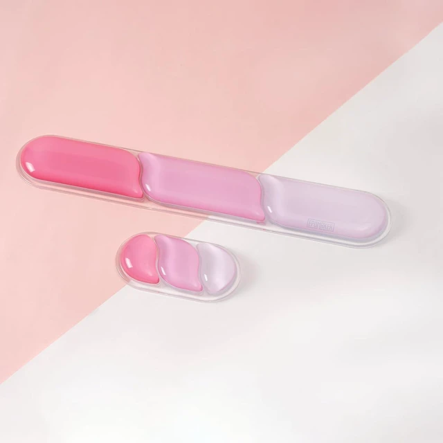 Alt view image 8 of 14 - CloudGel Wrist Rest for Keyboard and Mouse, 2 Pieces | Silicone Wrist Support, Anti-Slip Rubber Bottom, Ergonomic Design, Suitable for Office/Computer/Laptop/Gaming (Pink)