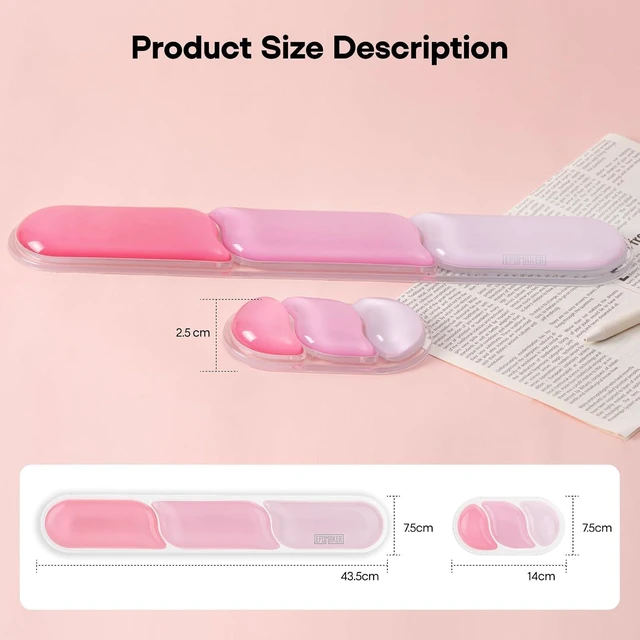 Alt view image 14 of 14 - CloudGel Wrist Rest for Keyboard and Mouse, 2 Pieces | Silicone Wrist Support, Anti-Slip Rubber Bottom, Ergonomic Design, Suitable for Office/Computer/Laptop/Gaming (Pink)
