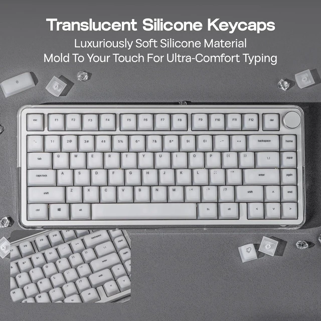 Alt view image 12 of 14 - AegisSil Keycap Set+G84 PRO Wireless Gaming Keyboard with Screen&Knob