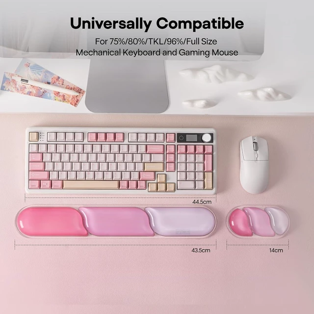 Alt view image 10 of 14 - CloudGel Wrist Rest for Keyboard and Mouse, 2 Pieces | Silicone Wrist Support, Anti-Slip Rubber Bottom, Ergonomic Design, Suitable for Office/Computer/Laptop/Gaming (Pink)