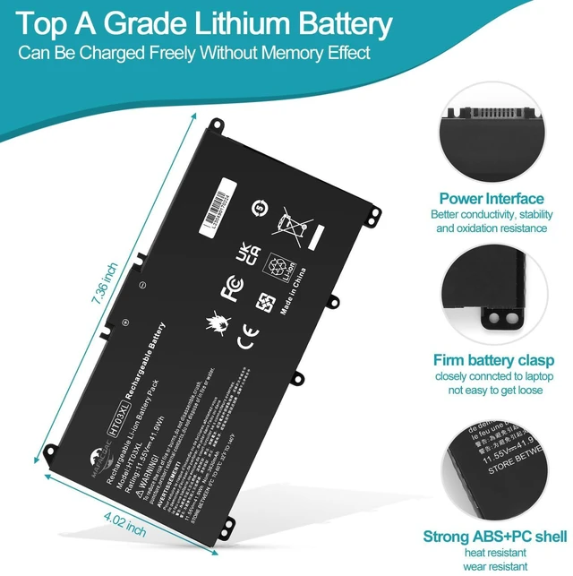Alt view image 9 of 14 - HT03XL Battery for HP L11119-855: HTO3XL Laptop Battery Replacement for HP Pavilion 15 15-DA0002DX 15-CS3073CL 15-DY1023DX 14M-DH1003DX 14-DF0023CL