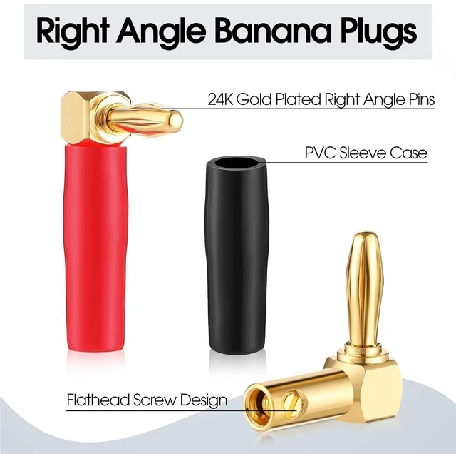Alt view image 10 of 14 - 36 Pcs Right Angle Banana Plugs 4mm Banana Speaker Plugs Gold Plated Copper 90 Degree Connector Audio Video Connectors Adapters for Speaker Wire Red and Black