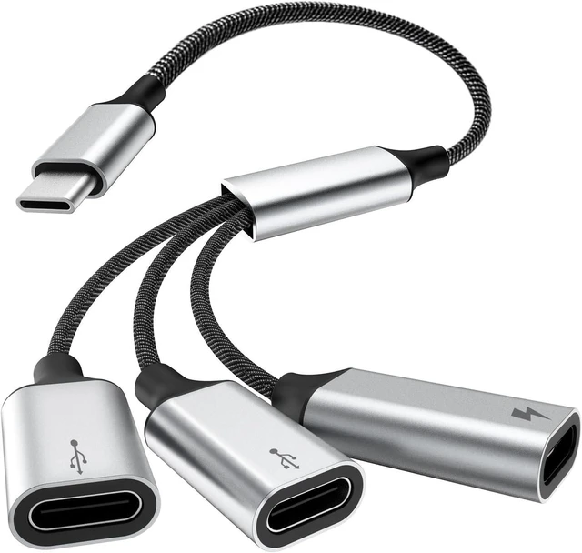 Alt view image 8 of 14 - USB C Splitter Cable USB-C Male to 3 Type C Female Adapter with Fast Charging Data Transfer 3 in 1 OTG Type-C Cord Converter for iPhone 16/15 16/15 Pro/Pro Max/Plus iPad Tablet Mac