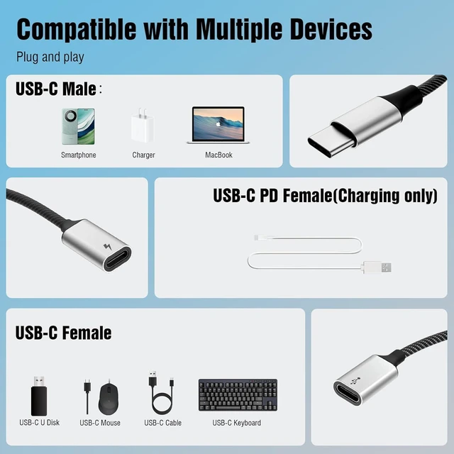 Alt view image 12 of 14 - USB C Splitter Cable USB-C Male to 3 Type C Female Adapter with Fast Charging Data Transfer 3 in 1 OTG Type-C Cord Converter for iPhone 16/15 16/15 Pro/Pro Max/Plus iPad Tablet Mac