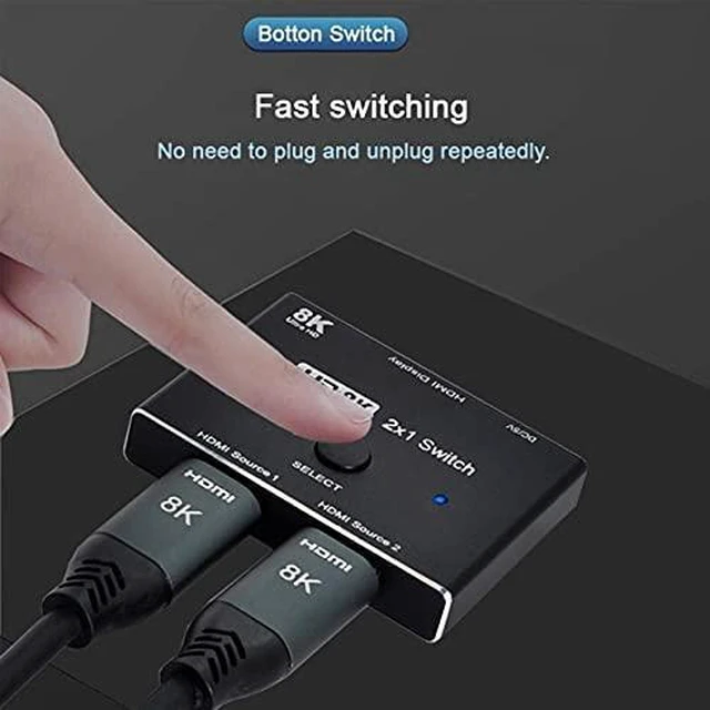 Alt view image 14 of 14 - 8K@60hz HDMI-Compatible 2.1 Switch 2-IN-1-OUT Hub Support HDCP SST Extended 4K@60hz
