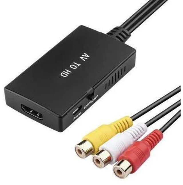 Alt view image 7 of 12 - 1080p RCA to HDM1 Converter Cable, 3RCA Composite AV to HDM1 Adapter with Gold-Plated Connector for Home Theater