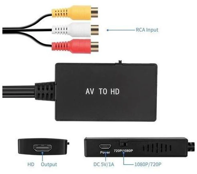 Alt view image 11 of 12 - 1080p RCA to HDM1 Converter Cable, 3RCA Composite AV to HDM1 Adapter with Gold-Plated Connector for Home Theater