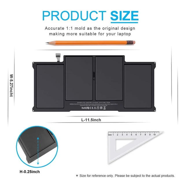 Alt view image 8 of 10 - A1377 A1405 A1496 Laptop Battery Compatible with MacBook Air 13 inch A1466 (Early 2015, Early 2014, Mid 2013, Mid 2012, Mid 2011, 2017) A1369 (Mid 2011, Late 2010) MJVE2LL/A MJVG2LL/A MC504 54.4Wh