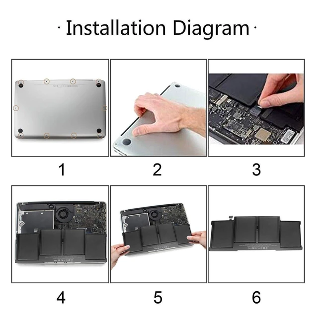 Alt view image 10 of 10 - A1377 A1405 A1496 Laptop Battery Compatible with MacBook Air 13 inch A1466 (Early 2015, Early 2014, Mid 2013, Mid 2012, Mid 2011, 2017) A1369 (Mid 2011, Late 2010) MJVE2LL/A MJVG2LL/A MC504 54.4Wh