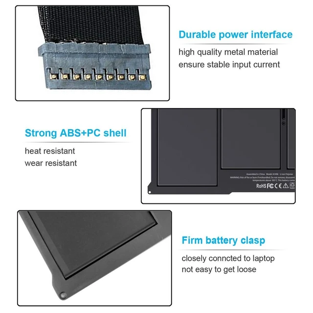 Alt view image 9 of 10 - A1377 A1405 A1496 Laptop Battery Compatible with MacBook Air 13 inch A1466 (Early 2015, Early 2014, Mid 2013, Mid 2012, Mid 2011, 2017) A1369 (Mid 2011, Late 2010) MJVE2LL/A MJVG2LL/A MC504 54.4Wh