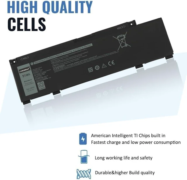 Alt view image 8 of 12 - 266J9 Laptop Battery Replacement for Dell G3 15 3500 3590 3790 G5 15 5500 SE 5505 P89F Inspiron 5490 INS 15PR-1545W 1548BR 1645W 1742BR 1742W Series New Battery 11.4V/51Wh