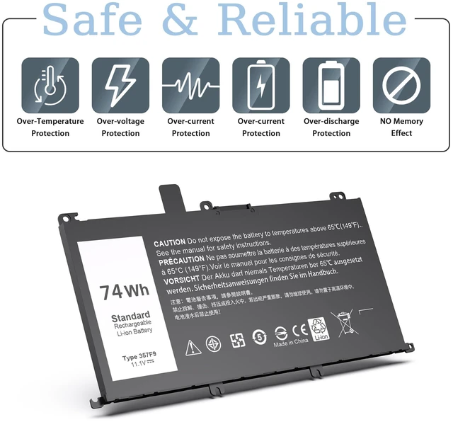 Alt view image 9 of 10 - VNYUNQWE 74WH 357F9 Laptop Battery for Dell Inspiron 15 7000 Gaming 15 7559 i7559 7557 i7557 5577 7567 5576 7566 INS15PD Series P65F P65F001 P57F P57F003 71JF4 071JF4 0GFJ6 0357F9