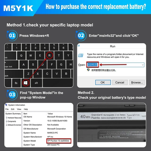 Alt view image 8 of 10 - 40Wh M5Y1K Laptop Battery Compatible with Dell Inspiron 14 15 17 5000 3000 Series 5758 5759 5755 3451 3558 5558 5559 3551 3567 5458 5756 5555 GXVJ3 VN3N0 HD4J0 WKRJ2 991XP P47F P51F P63F 14.8V