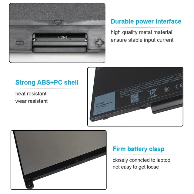 Alt view image 8 of 10 - 7.6V 55Wh J60J5 Battery Compatible with Dell Latitude E7470 E7270 7470 7270 451-BBSY 451-BBSX 451-BBSU WYWJ2 R1V85 MC34Y 242WD PDNM2 1W2Y2 GG4FM F1KTM NJJ2H 5F08V P61G001 P26S001 J6OJ5 Laptop Battery