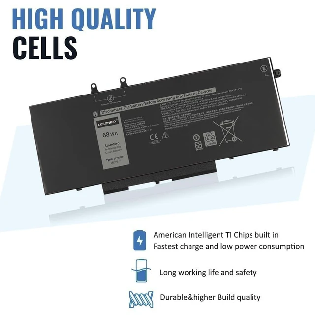 Alt view image 7 of 10 - 3HWPP Laptop Battery for Dell Latitude 5410 5501 5401 5411 5511 Precision 3541 3551, Inspiron 17 7500 7506 2-in-1 New Replacement Battery for 03HWPP 10X1J N2NLL 1VY7F 451-BCMN 68Wh 15.2V/4250mAh