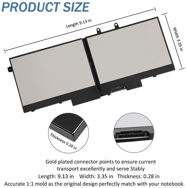 Alt view image 8 of 10 - 3HWPP Laptop Battery for Dell Latitude 5410 5501 5401 5411 5511 Precision 3541 3551, Inspiron 17 7500 7506 2-in-1 New Replacement Battery for 03HWPP 10X1J N2NLL 1VY7F 451-BCMN 68Wh 15.2V/4250mAh