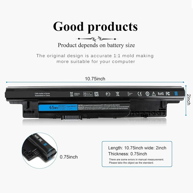 Alt view image 9 of 14 - 65WH Laptop Battery Compatible with Dell MR90Y Inspiron 17 5000 Series, 15-3521 15-3537 15-3543 15r-5521 15r-5537, 17-3737 17r-5737 17r-5727 14r-3437,Latitude14 3000 3540 Series XCMRD P40F