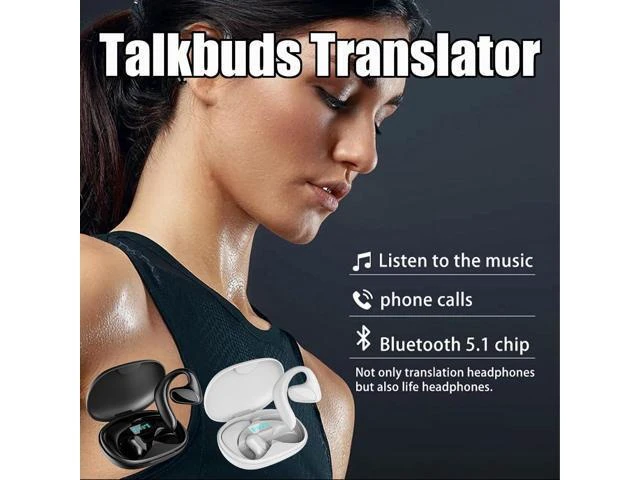 Alt view image 9 of 14 - Talkbuds, Talkbuds Translator, Talk Buds Translator, 2025 New Ai Translation Earbuds Real Time Translation Device, Supports 144 Languages Translation, for Business Learning Travel (Black*2)