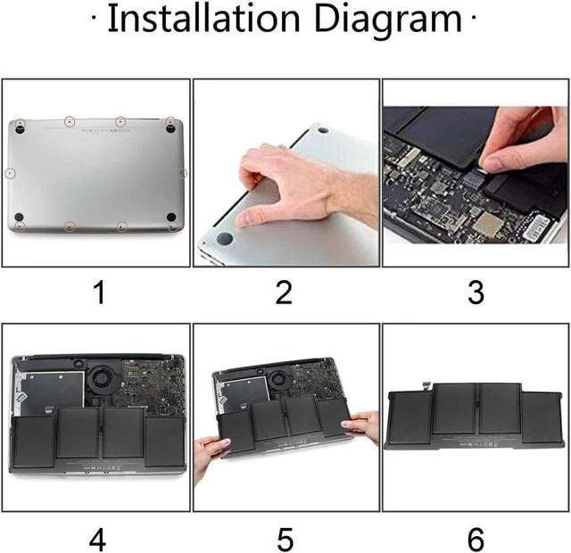 Alt view image 11 of 12 - A1377 A1405 A1496 Laptop Battery Compatible with MacBook Air 13 inch A1466 (Early 2015, Early 2014, Mid 2013, Mid 2012, Mid 2011, 2017) A1369 (Mid 2011, Late 2010) MJVE2LL/A MJVG2LL/A MC504 54.4Wh