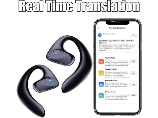 Alt view image 11 of 14 - Talkbuds, Talkbuds Translator, Talk Buds Translator, 2025 New Ai Translation Earbuds Real Time Translation Device, Supports 144 Languages Translation, for Business Learning Travel (Black*2)