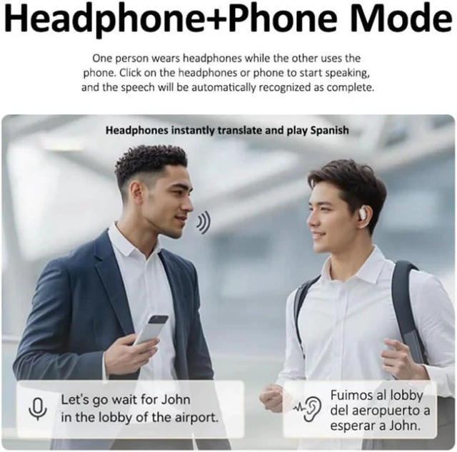Alt view image 11 of 14 - VOCIPODS AI Translator Earbuds Fit iOS & Android, 144 Languages & Accents Language Translator Earbuds, Translating Earbuds Real Time Offer Two Way Real-Time Translation in Real Time (Black)