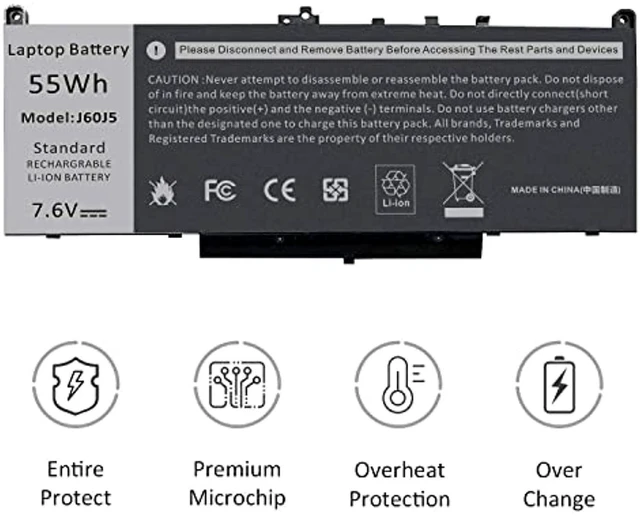 Alt view image 10 of 14 - Battery For Dell Latitude E7470 E7270 7470 7270 7.6V 55Wh Battery Type Mc34y 242Wd 1W2y2 J60j5
