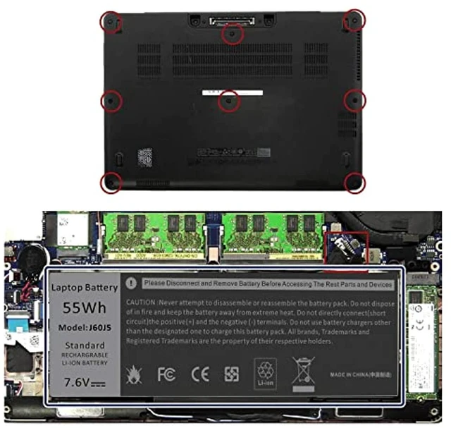 Alt view image 11 of 14 - Battery For Dell Latitude E7470 E7270 7470 7270 7.6V 55Wh Battery Type Mc34y 242Wd 1W2y2 J60j5