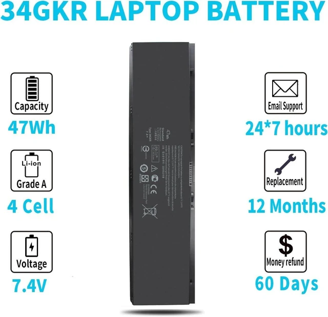 Alt view image 12 of 14 - Emanjor Type 34GKR E7440 Laptop Battery Replacement for Dell Latitude E7440 E7450 E7420 3RNFD 5K1GW V8XN3 PFXCR G95J5 G0G2M F38HT T19VW 0909H5 0G95J5 P40G 451-BBFV 451-BBFS 451-BBFY E225846 4-Cell
