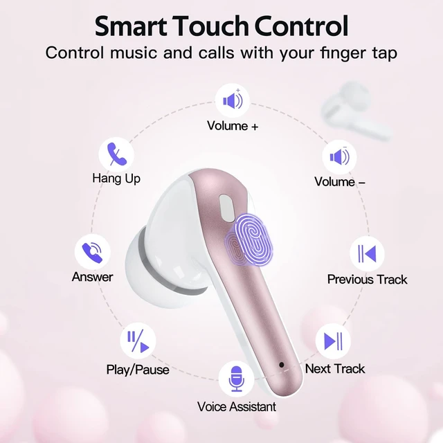 Alt view image 11 of 14 - Bluetooth Headphones True Wireless Earbuds 60H Playback LED Power Display Earphones with Wireless Charging Case IPX5 Waterproof in-Ear Ear buds with Mic for TV Smart Phone Laptop Computer Sports