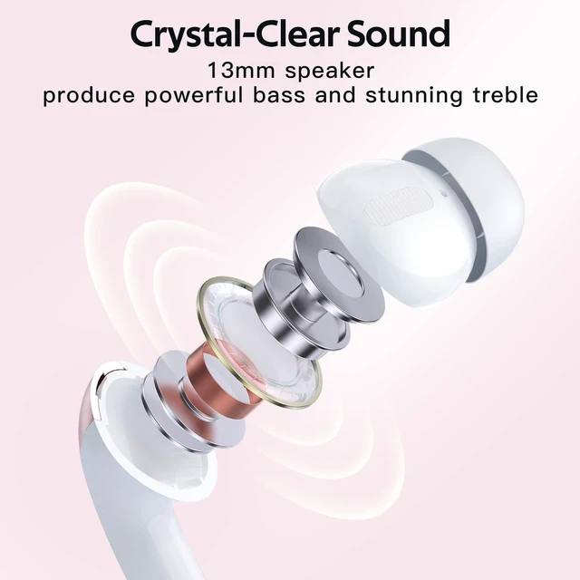 Alt view image 13 of 14 - Bluetooth Headphones True Wireless Earbuds 60H Playback LED Power Display Earphones with Wireless Charging Case IPX5 Waterproof in-Ear Ear buds with Mic for TV Smart Phone Laptop Computer Sports