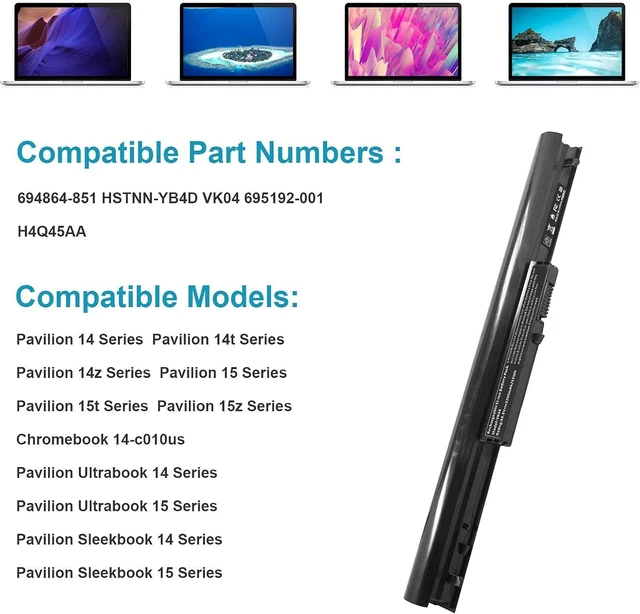 Alt view image 12 of 14 - Fancy Buying Battery for HP Spare 694864-851 695192-001 H4Q45AA HSTNN-YB4D HSTNN-YB4M,VOLKS VK04, TPN Q113, TPN Q114, TPN Q115, HP Pavilion Sleekbook 14-b000, 15-b000, Pavilion Ultrabook 14-b000