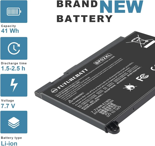 Alt view image 10 of 12 - Futurebatt BP02XL 849569-541 Laptop Battery for HP Pavilion Notebook PC 15 Series 15-AU000 15-AU010WM 15-AU018WM 15T-AW000 15Z-AW000