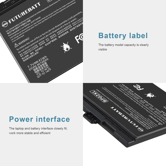 Alt view image 9 of 12 - Futurebatt BP02XL 849569-541 Laptop Battery for HP Pavilion Notebook PC 15 Series 15-AU000 15-AU010WM 15-AU018WM 15T-AW000 15Z-AW000