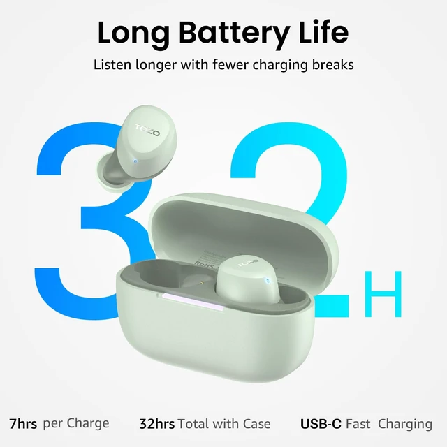 Alt view image 11 of 14 - A1 Wireless Earbuds Bluetooth 5.3 Light Weight in Ear IPX5 Waterproof Headphones 2 Mic for AI Calls, Immersive Premium Sound Bass Headset with Charging Case, 32 Presets EQ Customization via App