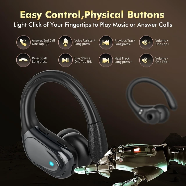 Alt view image 13 of 14 - Wireless Earbuds, Sports Bluetooth Headphones, 80Hrs Playtime Ear Buds with LED Power Display, Noise Canceling Headset, IPX7 Waterproof Earphones for Workout/Running(Black)