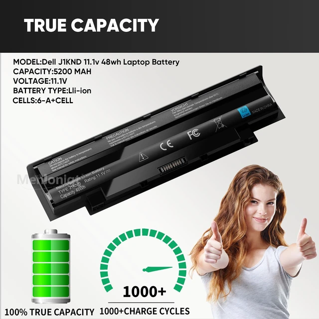 Alt view image 11 of 14 - J1KND 11.1v 48wh Laptop Battery for Dell Inspiron13R N3010 N3110 14R N4010 N4110 N4050 M4040 15R N5010 N5110 N5030 N5040 N5050 M5040 M5040 17R N7010 N7110 Battery fits 3550 3520 TKV2V JIKND 04YRJH