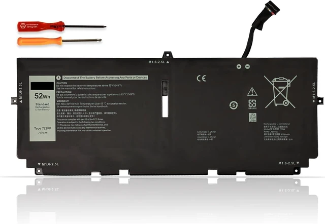 Alt view image 15 of 20 - LXHY 722KK Laptop Battery Replacement for Dell XPS 13 9300 (2020), XPS 13 9310 (2020), XPS 13 9380 (2020) P117G P117G001 P117G002 Series Laptop Battery for Dell 722KK 2XXFW FP86V WN0N0 7.6V/52Wh