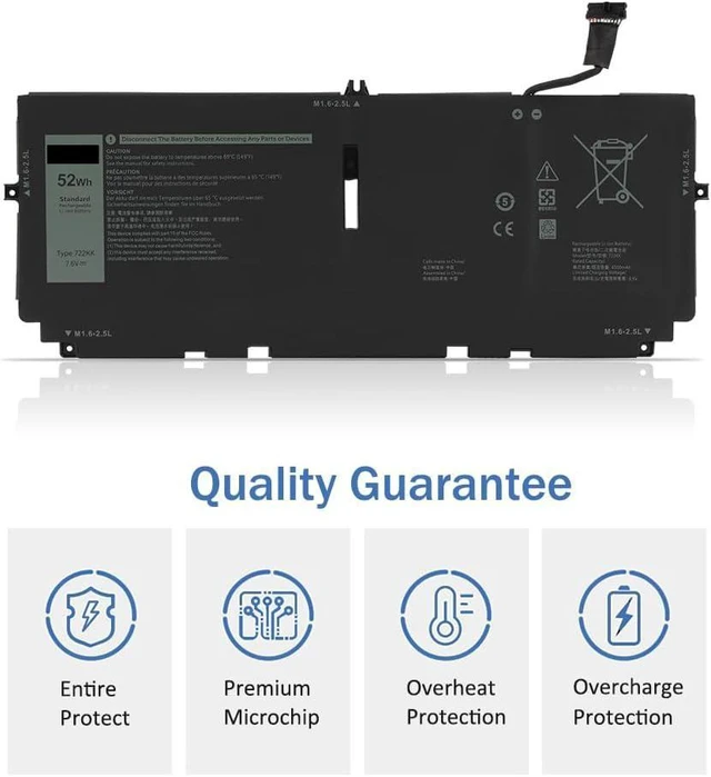 Alt view image 16 of 20 - LXHY 722KK Laptop Battery Replacement for Dell XPS 13 9300 (2020), XPS 13 9310 (2020), XPS 13 9380 (2020) P117G P117G001 P117G002 Series Laptop Battery for Dell 722KK 2XXFW FP86V WN0N0 7.6V/52Wh