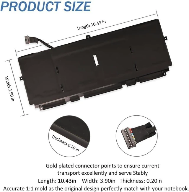 Alt view image 18 of 20 - LXHY 722KK Laptop Battery Replacement for Dell XPS 13 9300 (2020), XPS 13 9310 (2020), XPS 13 9380 (2020) P117G P117G001 P117G002 Series Laptop Battery for Dell 722KK 2XXFW FP86V WN0N0 7.6V/52Wh