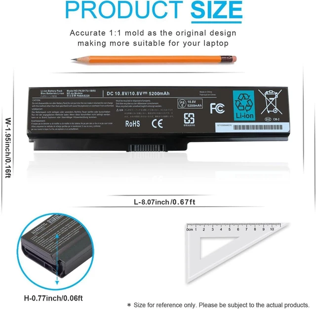 Alt view image 11 of 14 - PA3817U-1BRS Laptop Battery Compatible with Toshiba Satellite C655 C650D C675 C660 L700 L750 L755 L770 L645 L655 L675 P745 P755 P775 M640 M645 A660 A655 A665 PA3818U PA3819U PA3816U PA3634U PABAS228