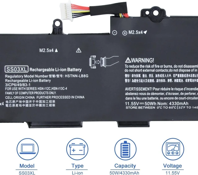 Alt view image 7 of 10 - SS03XL 933321-855 Laptop Battery for Hp EliteBook 840 G5 G6,EliteBook 730 735 740 745 830 846 G5,EliteBook 735 745 830 G6,ZBook 14U G5 G6 HSN-I13C-4 932823-421 933321-852 932823-1C1 HSTNN-LB8G